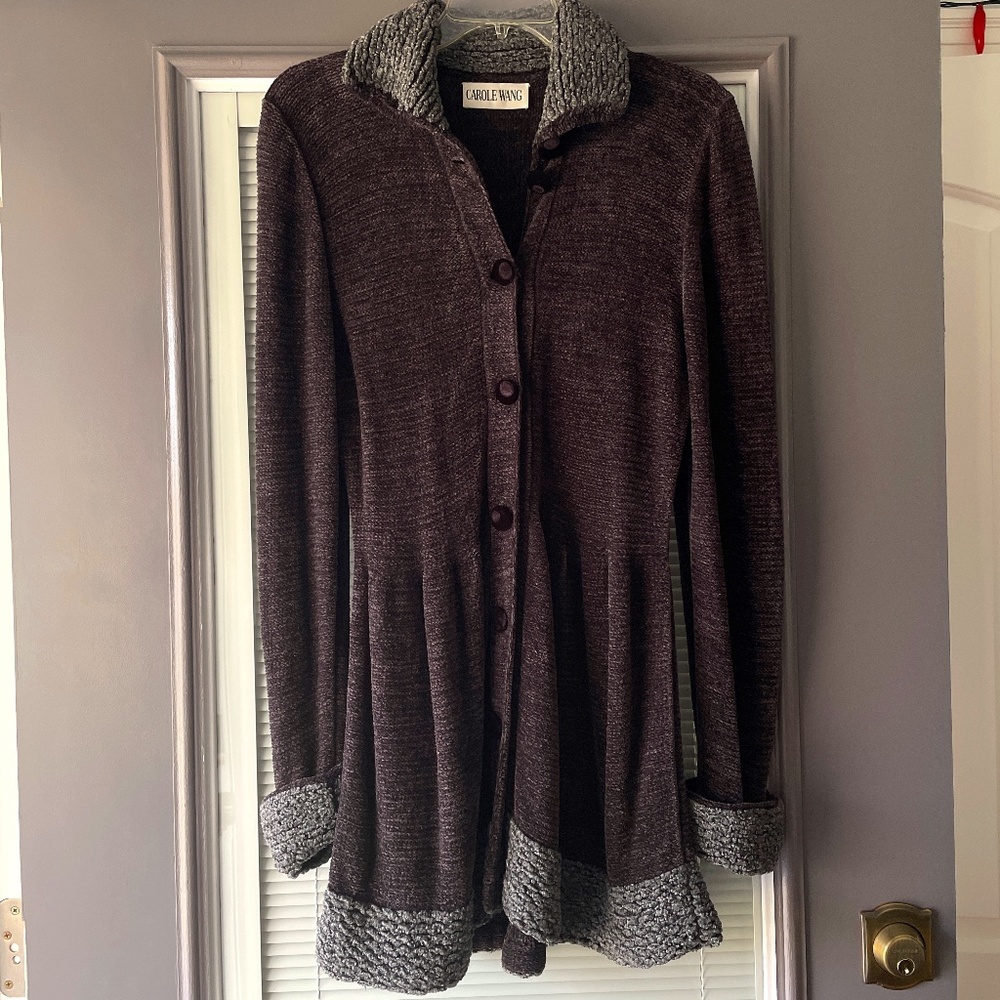 Vintage Caroline Wang chenille sweater coat